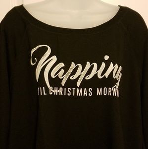 1X Black Boat Neck Shirt 'Napping 'til Christmas